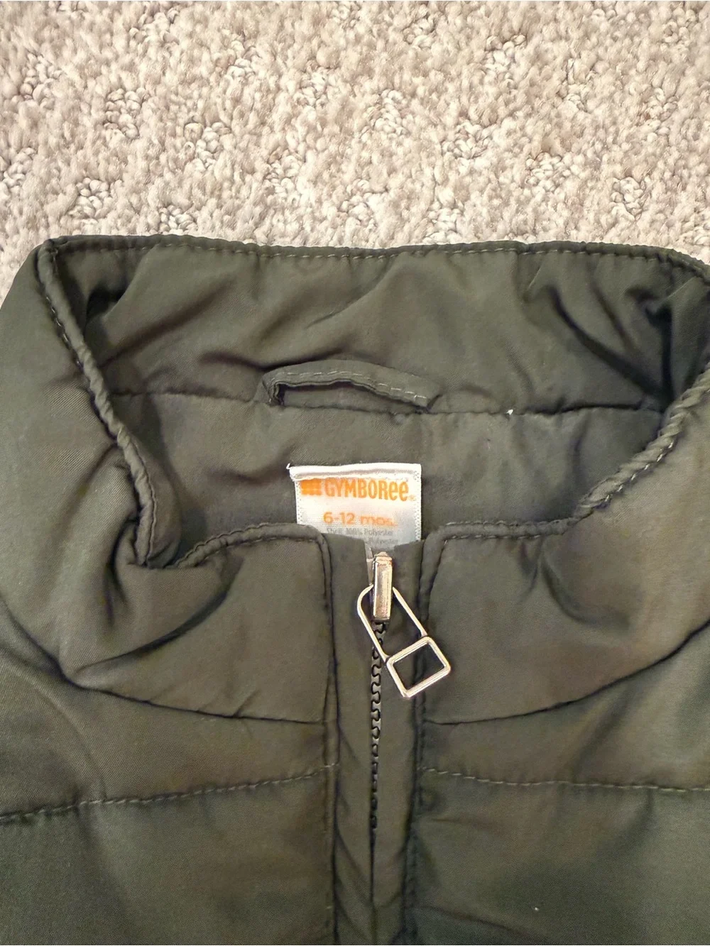 Gymboree Kids Olive Green Full Zip Puffer Vest 6-12M EUC